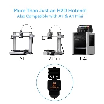H2D/H2S/H2C/P2S/A1/A1 mini Hotend 3D Printer Nozzle Silicone Brush Upgrade 0.4MM Hardened Steel Nozzle Hot End Kit for Bambu Lab Hotend 3D Printer Extruder Replacement Accessories