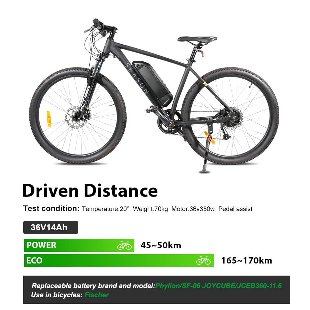 YOSE POWER Ebike Akku 36V 11.6Ah/14Ah SF-06 Batterie für 36V 250W / 350W /500W /800W Motor passt auf Down Tube E-Bike Elektrofahrrad mit Ladegerät für Phylion Fischer JOYCUBE/JCEB360-11.6 Ebike