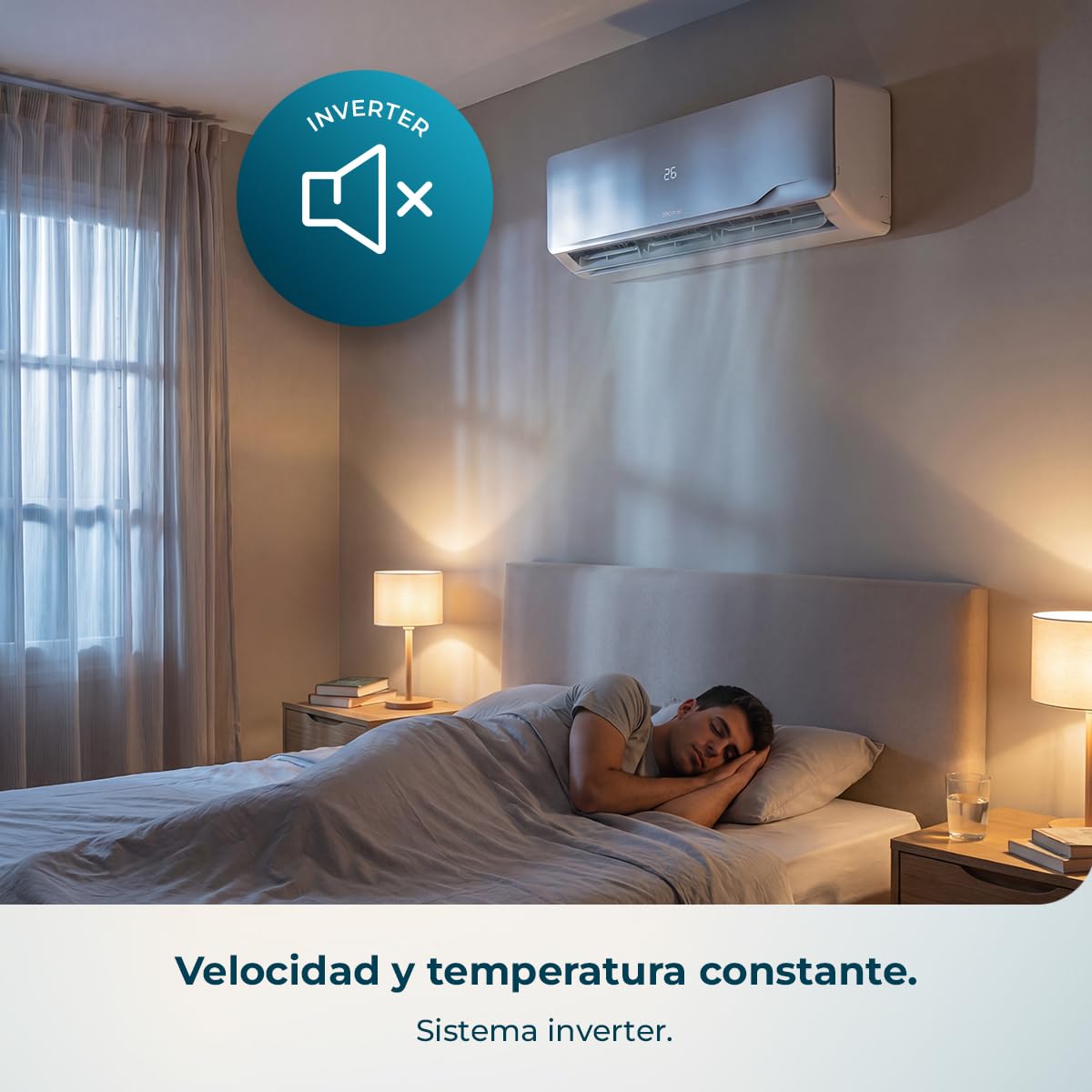 Cecotec Aire Acondicionado Split AirClima 12000 Wind Connected. Inverter, 12000 BTU, Bomba de Calor, 5 Modos, Clase A++; Deshumidificador 21,6 L/día, Pantalla LED, Temporizador 24h, Filtro Lavable