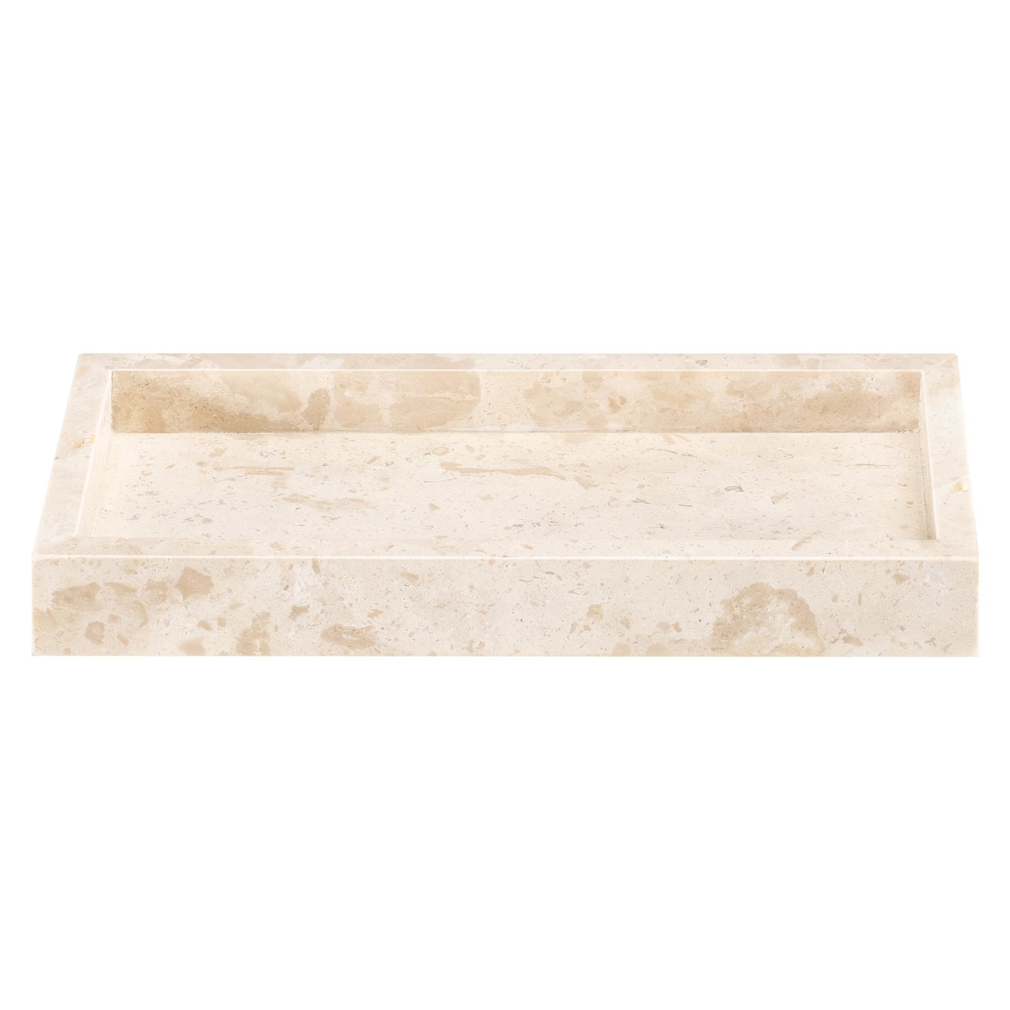 Navaris Mini Plateau Decoratif - Petit Plateau Rectangulaire Organisateur Salle de Bain 25 x 12 cm en Travertin pour Bijoux Produit de Toilette Bougie - Vide Poche Entree Design