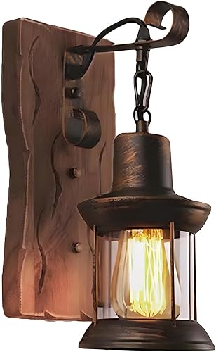 Miniatura 8 de LightInTheBox Retro Rustic Wall Sconces, Industrial Vintage Wall Light Fixtures Farmhouse Antique Wooden Wall Lamp for Aisle, Vanity Mirror,