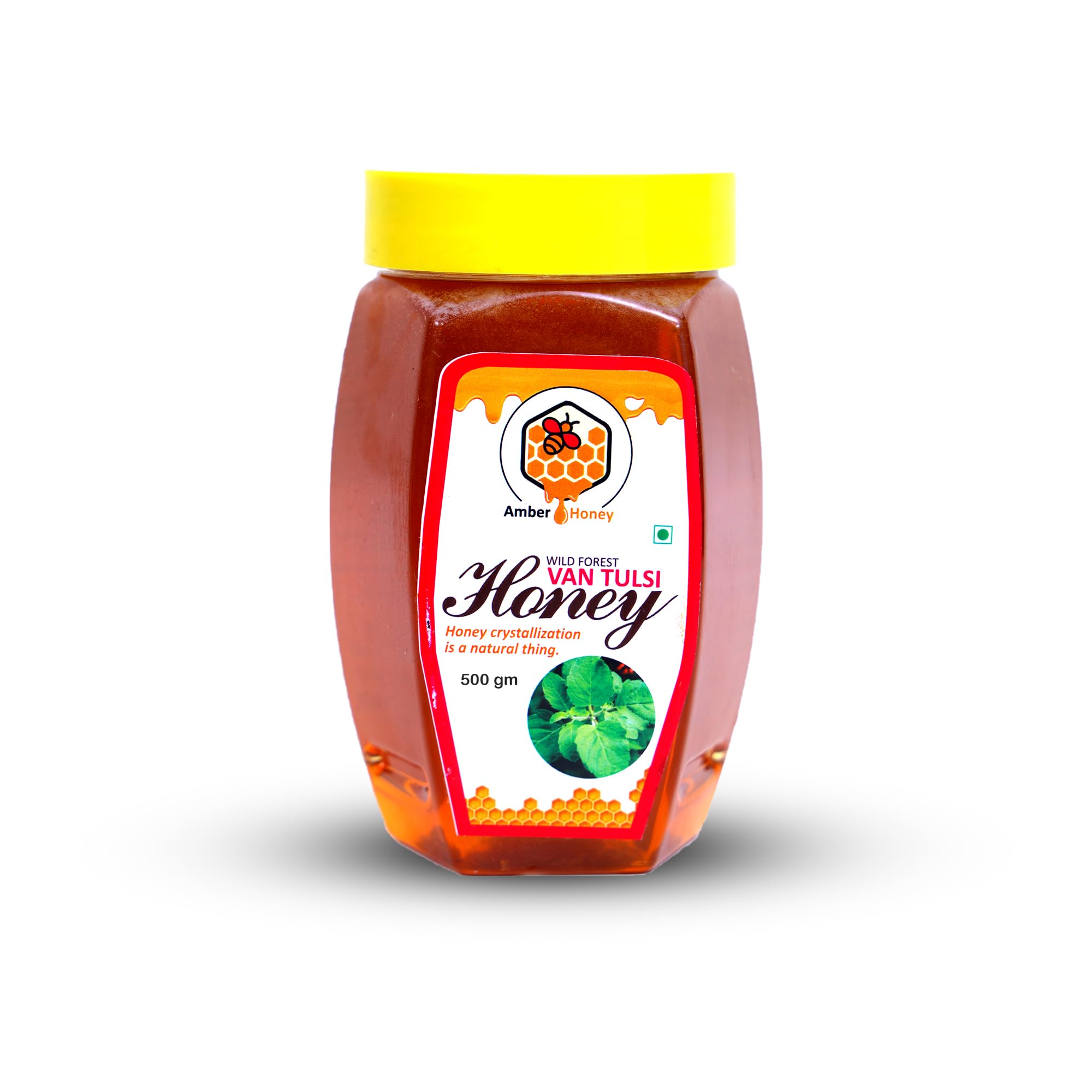 AmberHoney 100% Pure | Honey with No Sugar Adulteration | For Fitness & Health | Natural Immunity Booster | 100% Indigenous | Rich in Antioxidants & Minerals (Van Tulsi, 500gm, Pack of 1)
