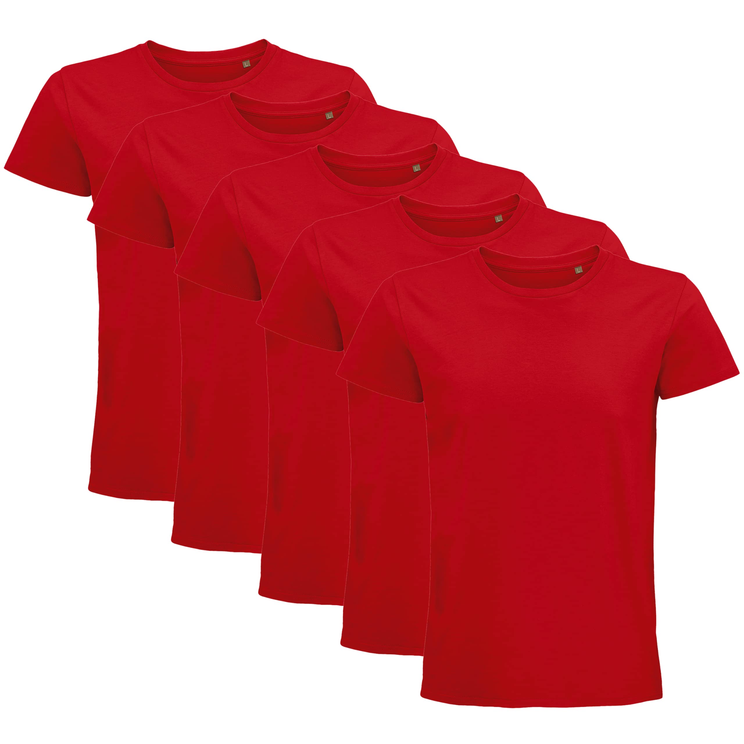 Lote de 5 camisetas orgánicas para hombre de manga corta | Camiseta 100% algodón procedente de la agricultura ecológica | Pack de 5 camisetas de colores disponibles, blanco, negro | Camiseta de