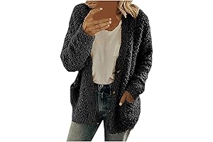 Renewed BOXIACEY Womens Winter Coats Fuzzy Cropped Cardigan Sweater With EcoATM