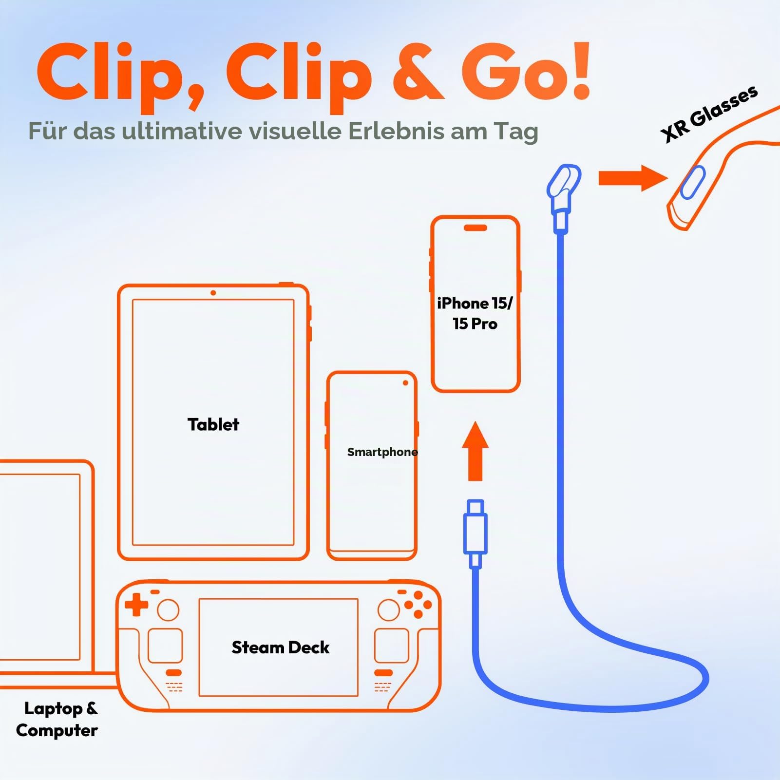 VITURE 120 cm USB-C zu magnetischem Verbindungskabel, 47 Zoll, verbindet XR-Brillen, kompatibel mit USB-C-Geräten