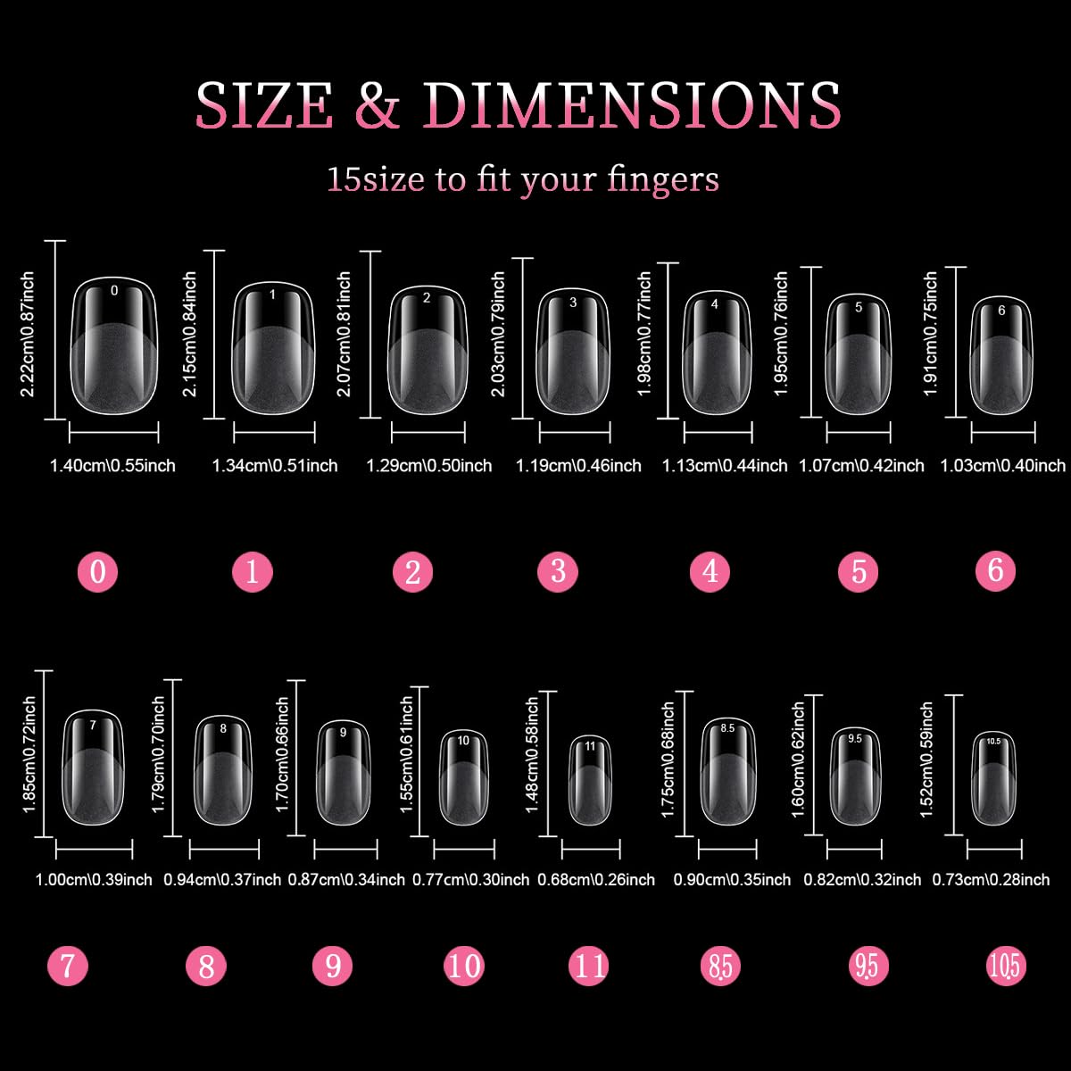 Square Fake Nail Tips. 600pcs Medium Pre-shape Clear Soft Gel False Nails Tips Full Cover Acrylic Half Matt French False Nails For Press On Nail Extension. Home DIY Salon 15 Sizes