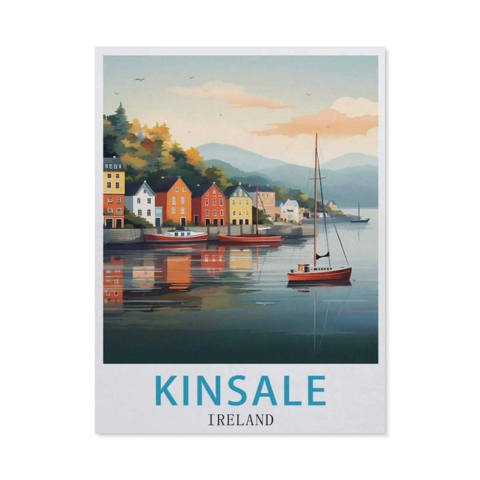 Paint by Numbers for Adults Kids Beginner，Kinsale Ireland Vintage Travel Poster，DIY Acrylic Painting by Numbers Kits with Brushes Acrylic Pigment Home Decoration Brithday Gifts(20x30cm-BA95 — image 1