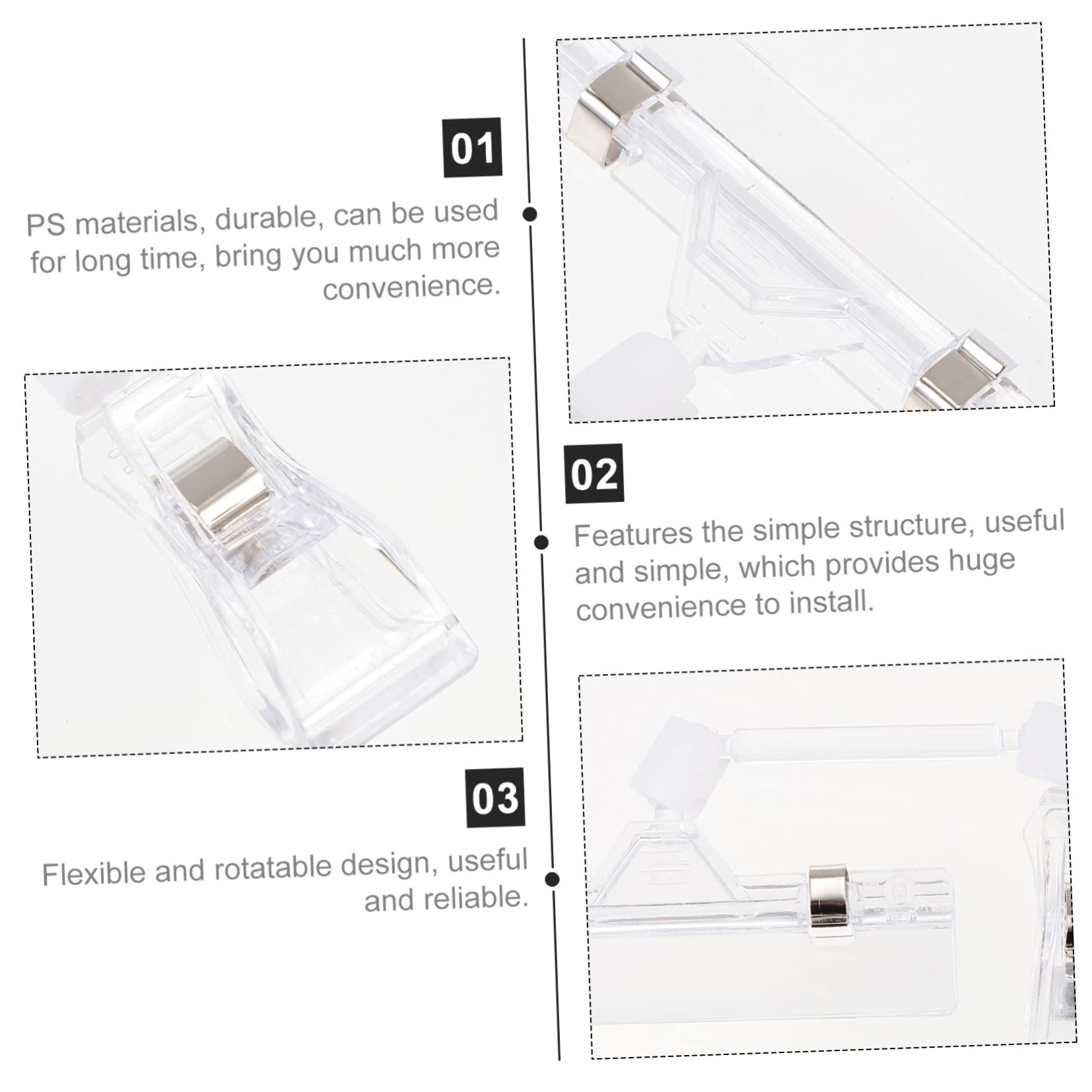 Sewroro Preisschildclips Drehbare 25 Stück mit Doppeltem Clipdesign aus Kunststoff für Produkt und Werbeschilder im Einzelhandel
