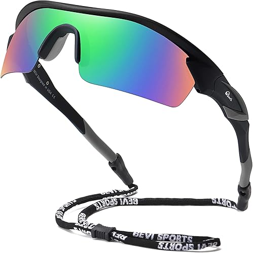 Miniatura 1 de Bevi Gafas de sol deportivas polarizadas TR90 con marco irrompible para hombres y mujeres, correr, ciclismo, golf, béisbol
