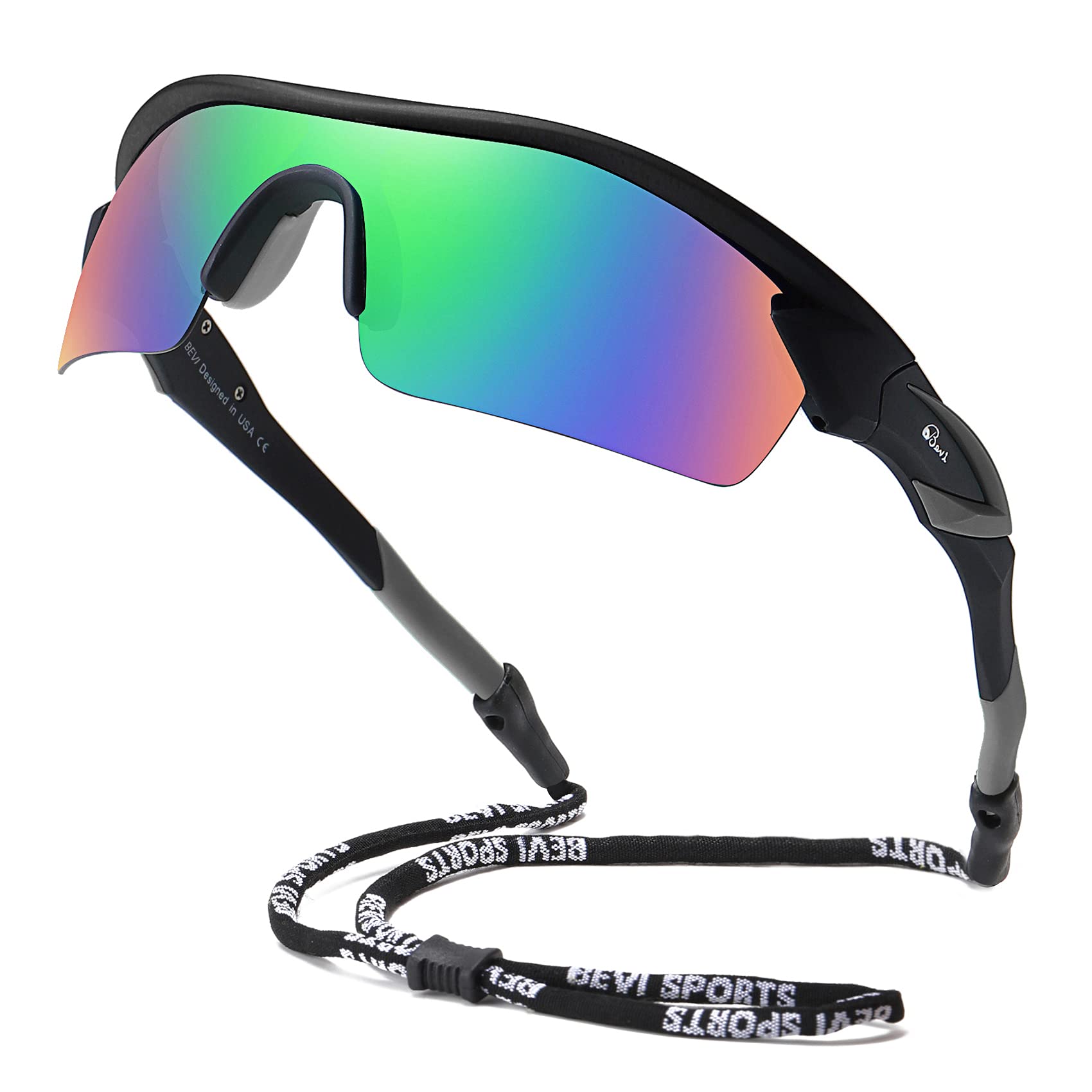 Bevi TR90 polarisierte Sport-Sonnenbrille mit unzerbrechlichem Rahmen für Männer und Frauen, Laufen, Radfahren, Golf, Baseball