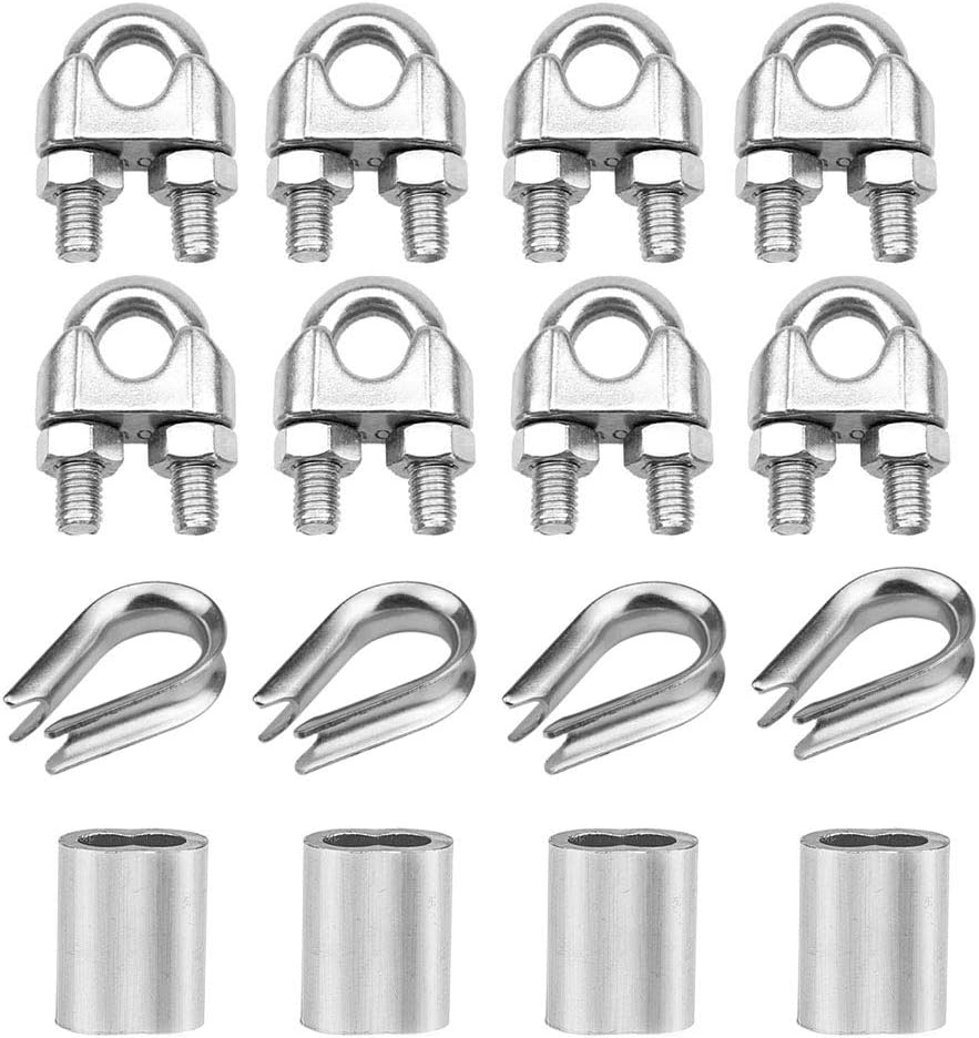 Abimars Wire Cable Clamps 3/8", 304 Stainless Steel Wire