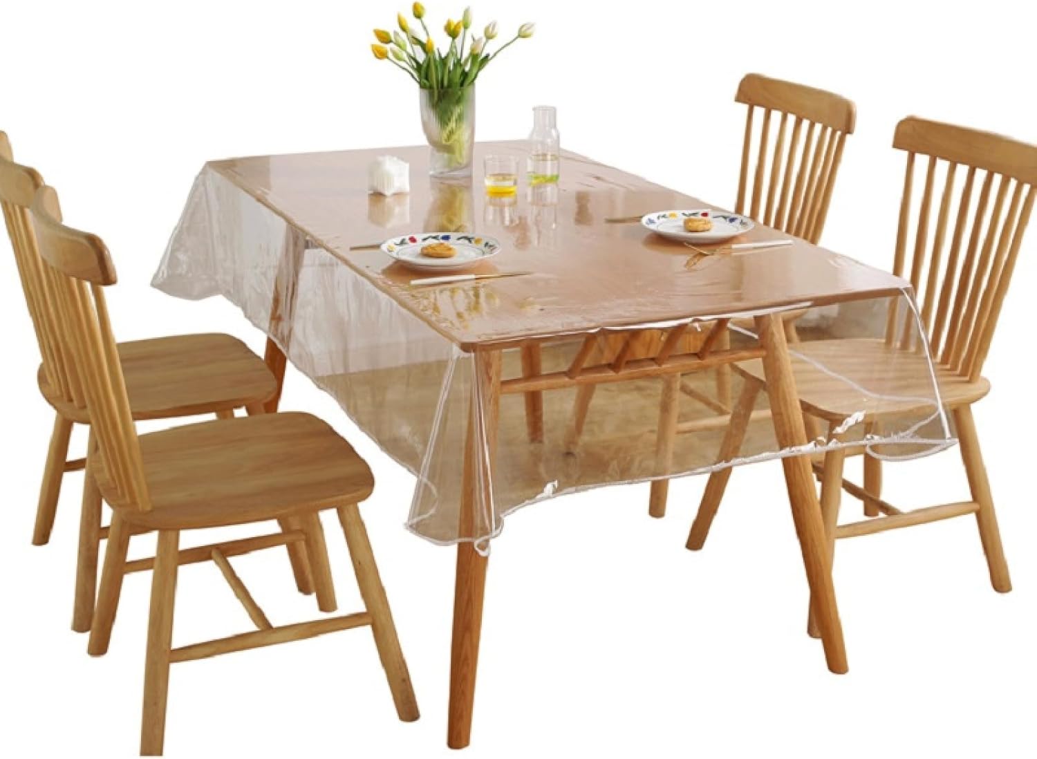 Tablecloth 1Pcs 0.13Mm Thick PVC Transparent Tablecloth Overlock Oilcloth Waterproof Table Cover Table Cloth 140X180cm