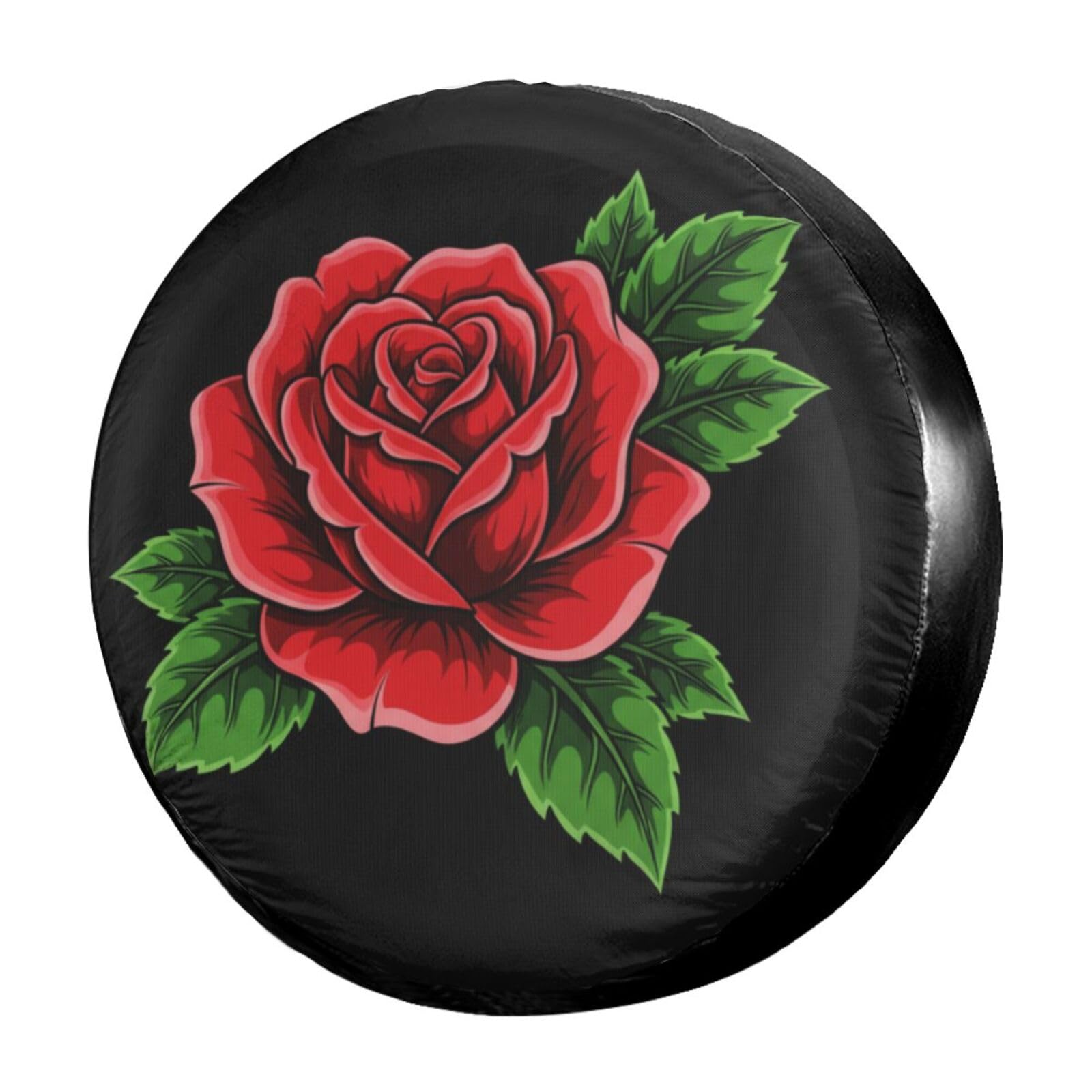 Delerain Red Rose Spare Tire Covers for RV Jeep Trailer SUV Truck and Many Vehicle, Wheel Covers Sun Protector Waterproof, (14 Inch for Diameter 23"-27")
