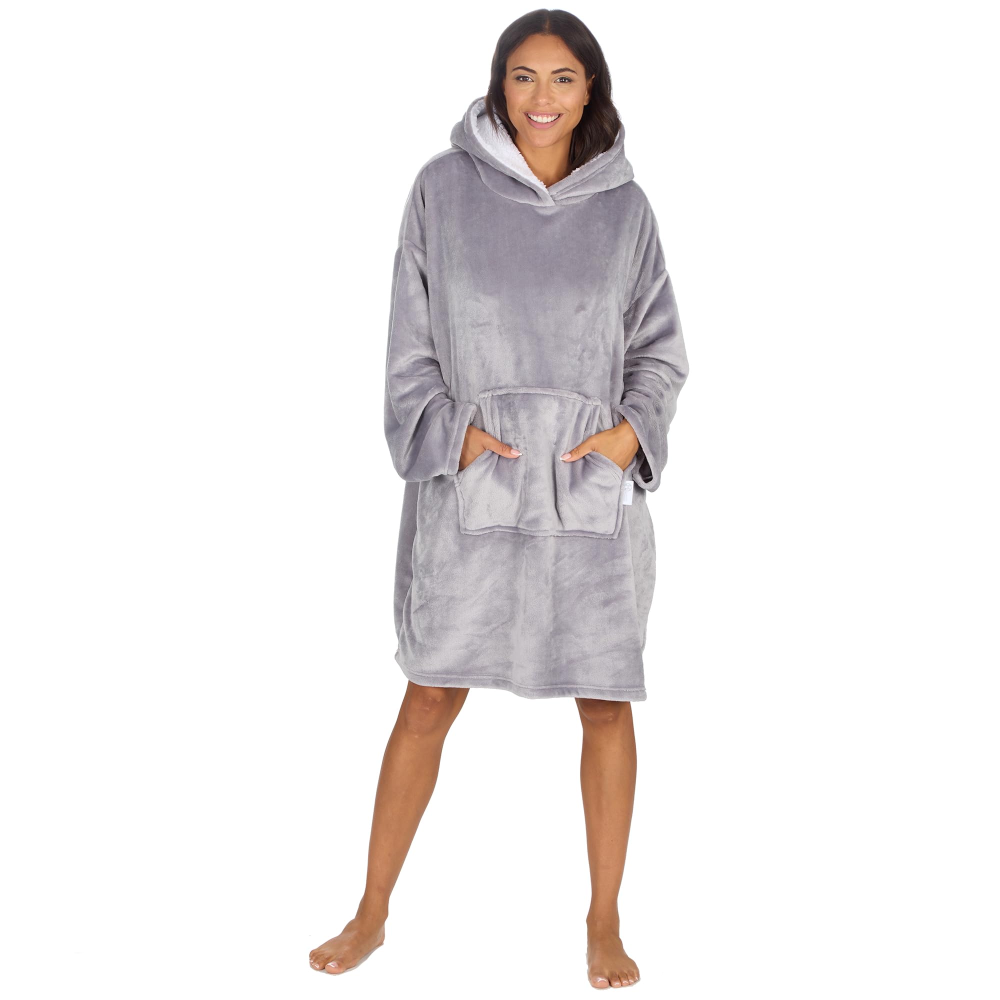 Undercover Adults Oversized Plush Fleece Hoodie 34B2107 Silver Grey
