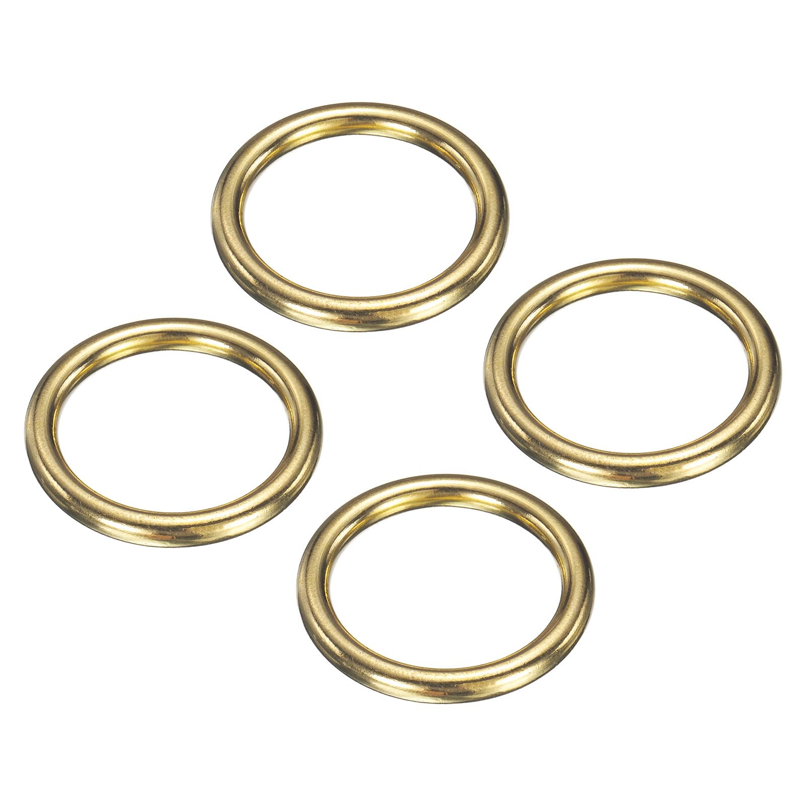 PATIKIL Metal O Ring, 4 Pcs 1.6 Inch OD 1.2 Inch ID 5mm Thick Seamless Solid Round Brass O Rings for Dog Leashes Wall Plant Hanging Basket Bags Belts DIY Craft, Gold — image 1
