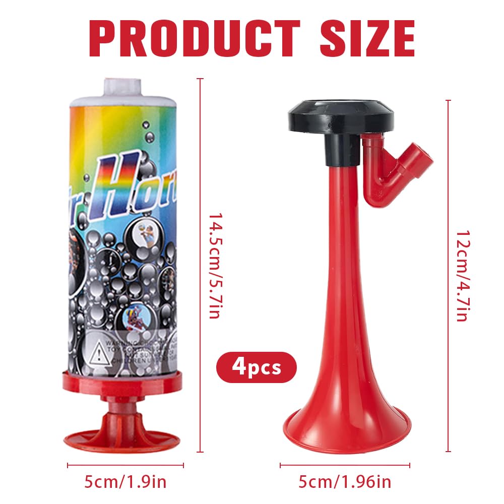Tromba da Stadio, 4 Pezzi Air Horn, Trombetta da Stadio Forte, Tromba Ad Aria Compressa, Handheld Fanfare Air Horn, Tromba da Stadio per Feste Partite di Calcio Eventi Sportivi