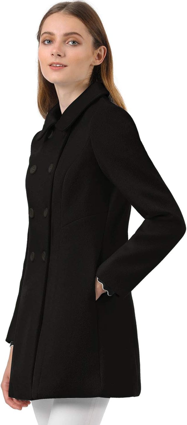 Allegra K Women's Peter Pan Collar Double Breasted Winter Long Trench Pea Coat - Image 4