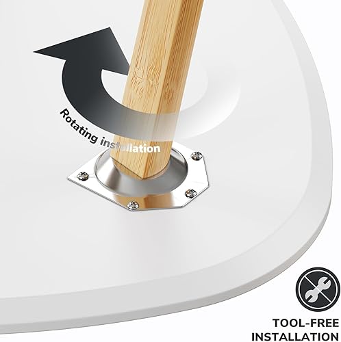 Miniatura 44 de BAMEOS Mesa auxiliar triangular anidable de bambú, juego de 2 mesas auxiliares modernas minimalistas para sala de estar, balcón en blanco y gris