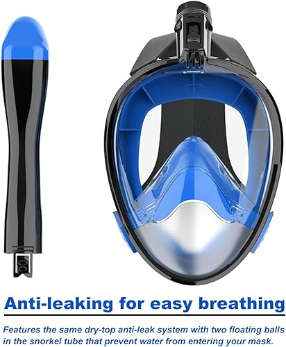 Miniatura 10 de Jwintee Full Face Snorkel Mask, Diving Mask for Kids and Adults,180 Panoramic View Snorkel Mask with Camera Mount, Safe Breathing, Anti-Leak&Anti-Fog