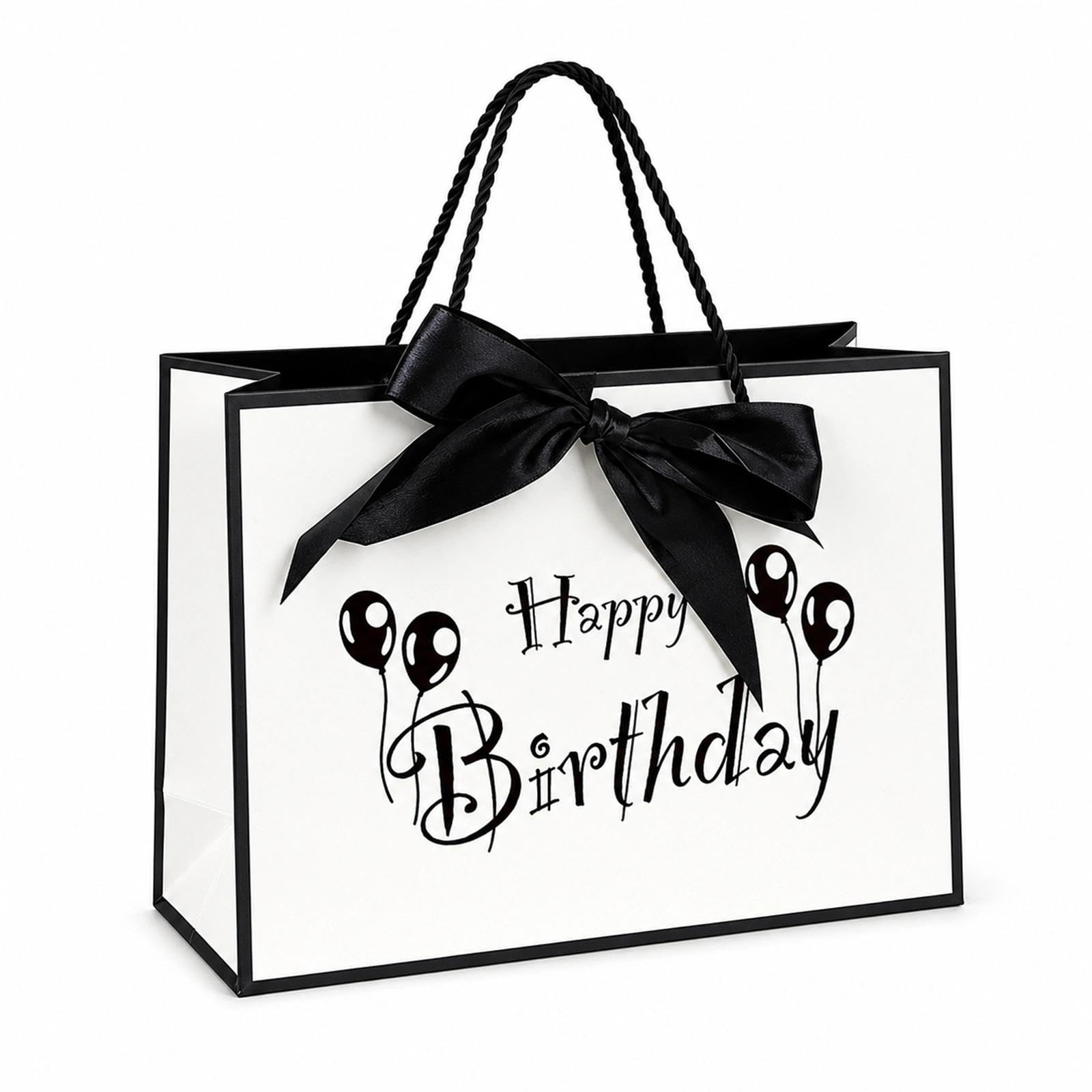 Birthday Gift Bag for Women Girls, Large Present Bag, 32 * 25 * 11 cm White