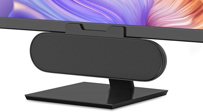LXTNFU Computer Speakers for Desktop Monitor, Clip-On Speaker with Volume Control, Black