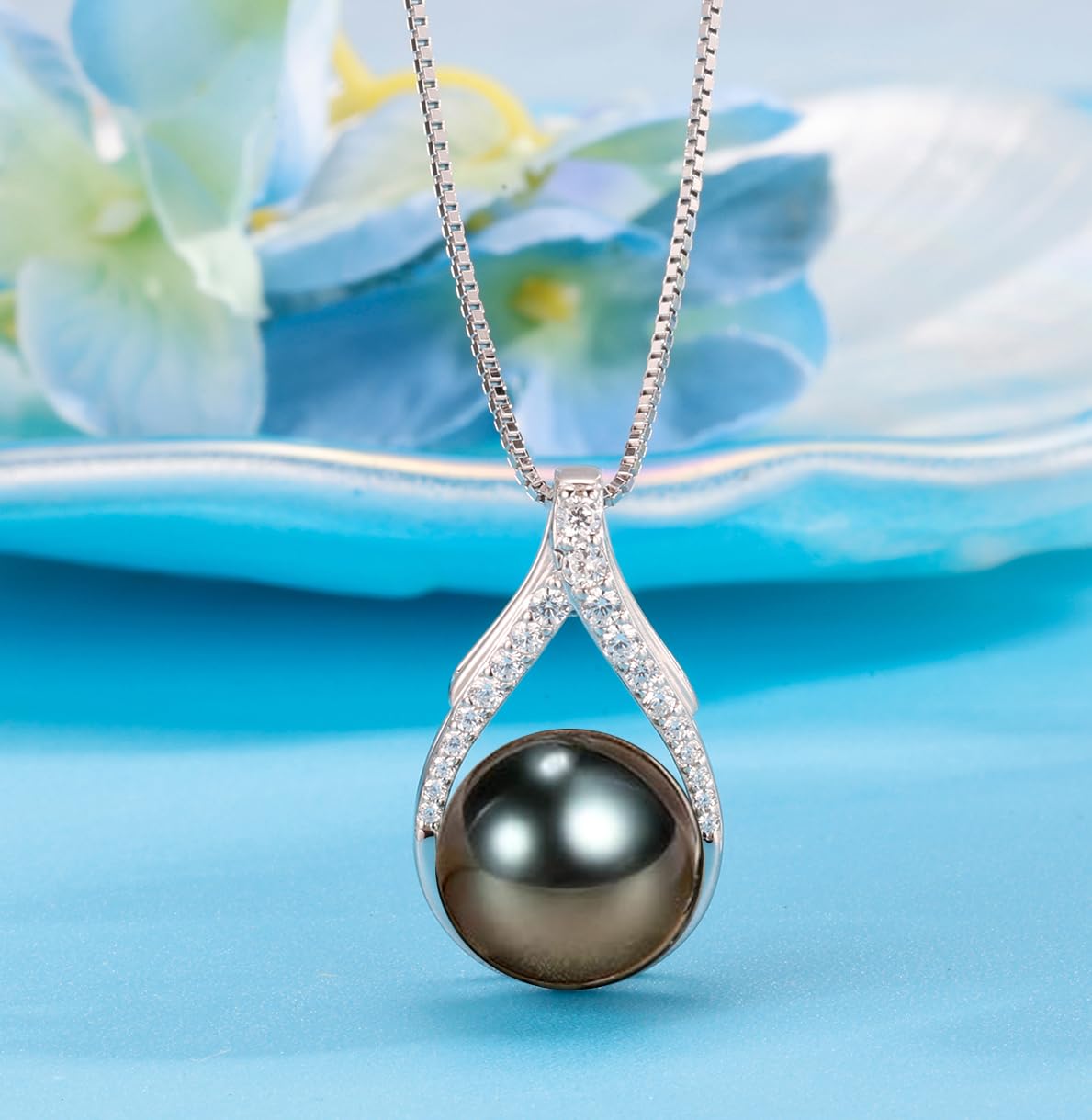 Regalos para esposa, aniversario, día de la madre, collar de perlas negras de Tahití, regalo para mujeres, cumpleaños, Navidad, día de San Valentín, regalos para ella, regalos de joyería