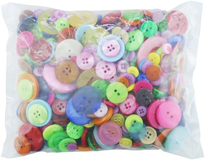 Amersumer 600 Pcs Assorted Sizes Resin Buttons ，Round Craft Buttons for Sewing DIY Crafts，Children's Manual Button Painting