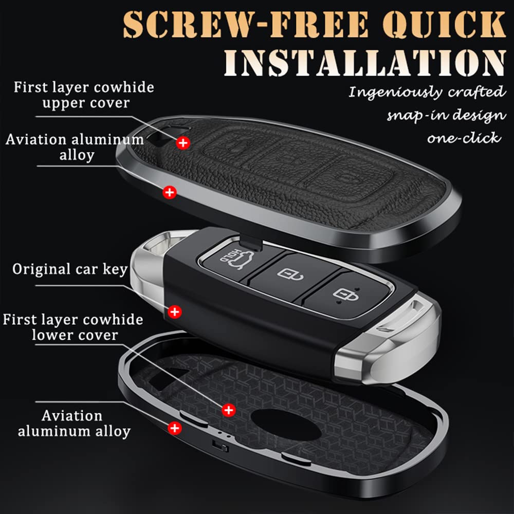 HIBEYO Custodia per Chiave Auto Intelligente Adatta per Hyundai a 3 Pulsanti, Custodia Protettiva per Telecomando per Hyundai Kona i10 i30 ioniq Tucson Santa Fe Portachiavi in TPU Blu