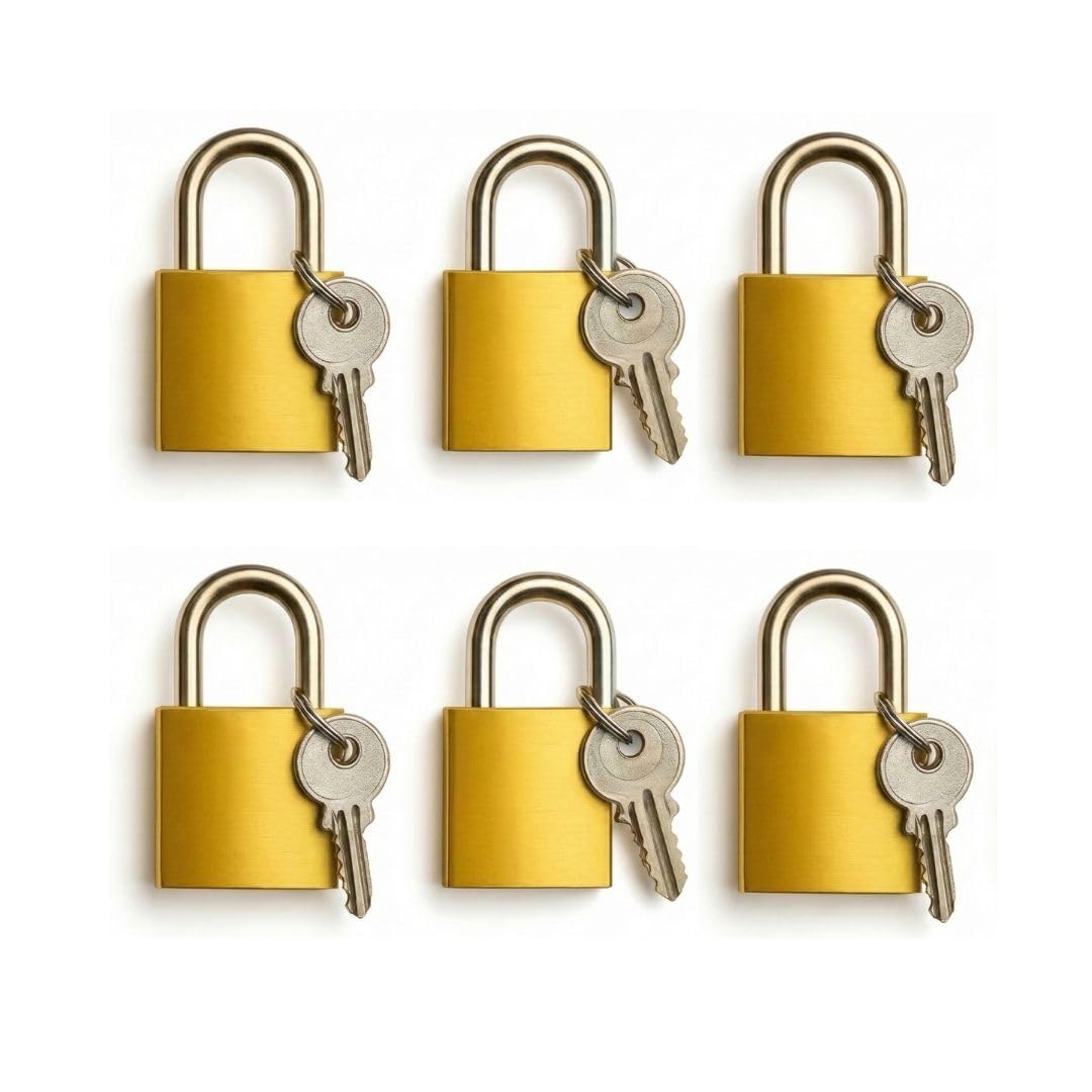 Pack of 6 Small Padlocks Keyed Alike, 25 mm Wide Solid Brass Body, Weatherproof Padlock with Same Keys for Travel Bags, File Cabinet Lock, Backpack, Suitcase, School Gym Locker, Toolbox-image-9