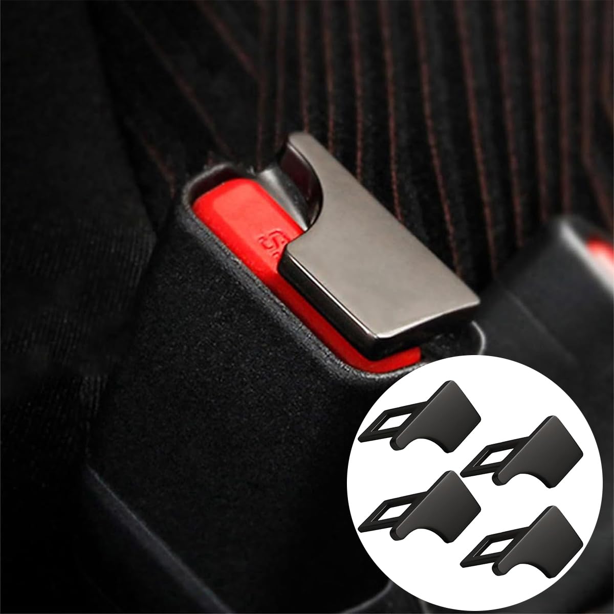 4 Clip Per Cinture Di Sicurezza Auto - Fermacintura Nero, In PVC, Per Eliminare L'Allarme - Foto 7