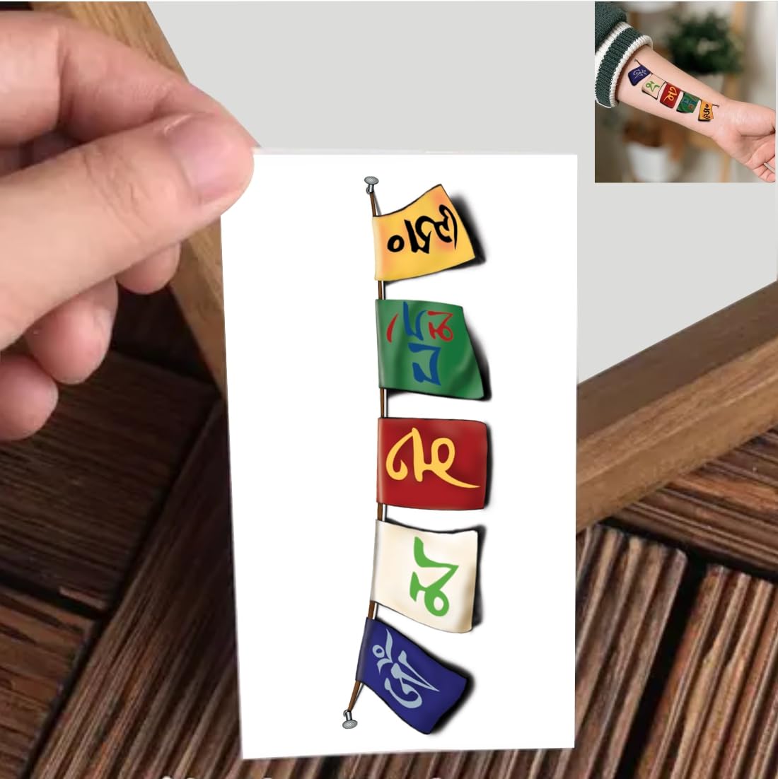VANVATI Buddhist Prayer Flag Temporary Tattoo Sticker For Male And Female Tattoo Sticker-picture-21