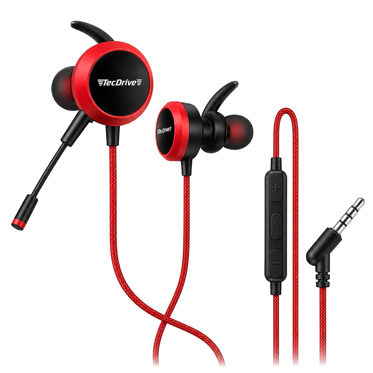 Fone de Ouvido Gamer Headset com Microfone Removível P2 3.5mm (Vermelho) | TecDrive