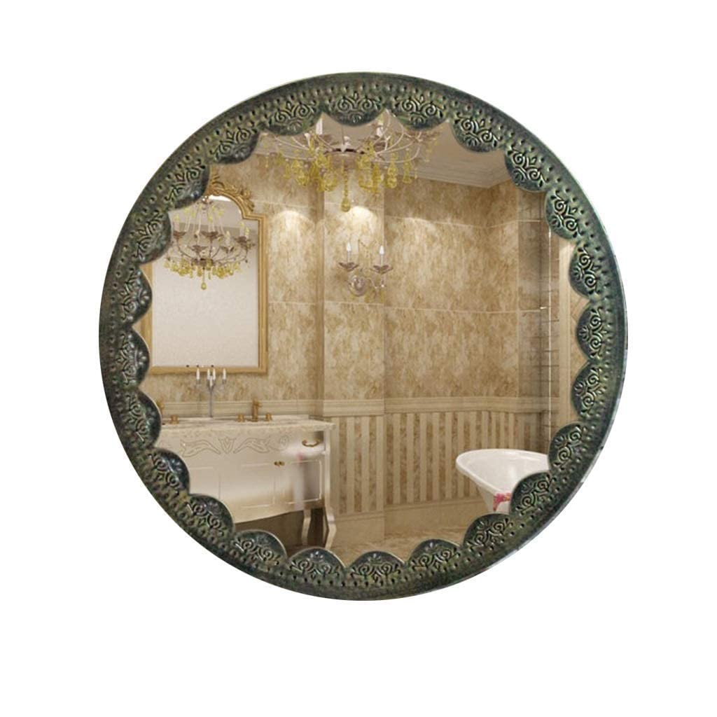 Miroir mural petit rond en bois massif pour chambre et salle de bain
