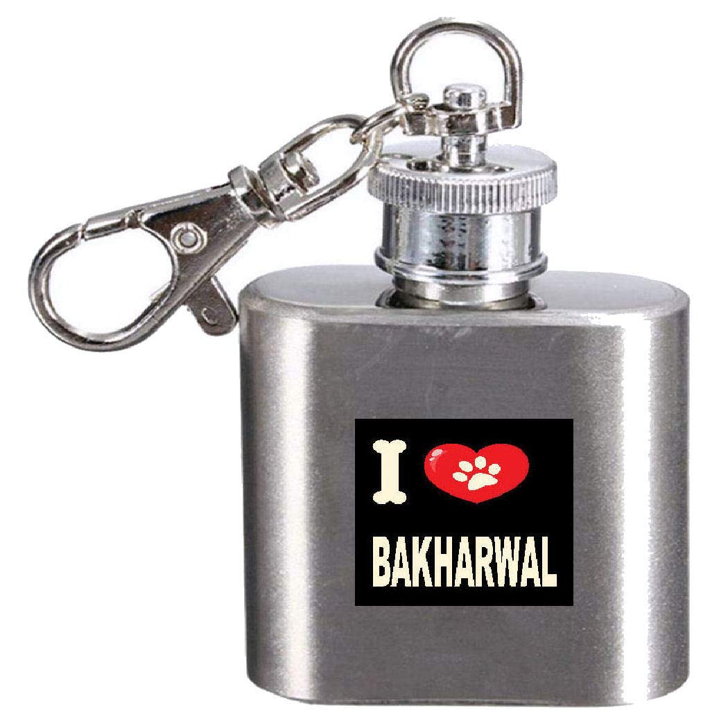 Flasque gravée I Love My Dog Bakharwal de 28,3 ml en acier pour passionnés de chiens