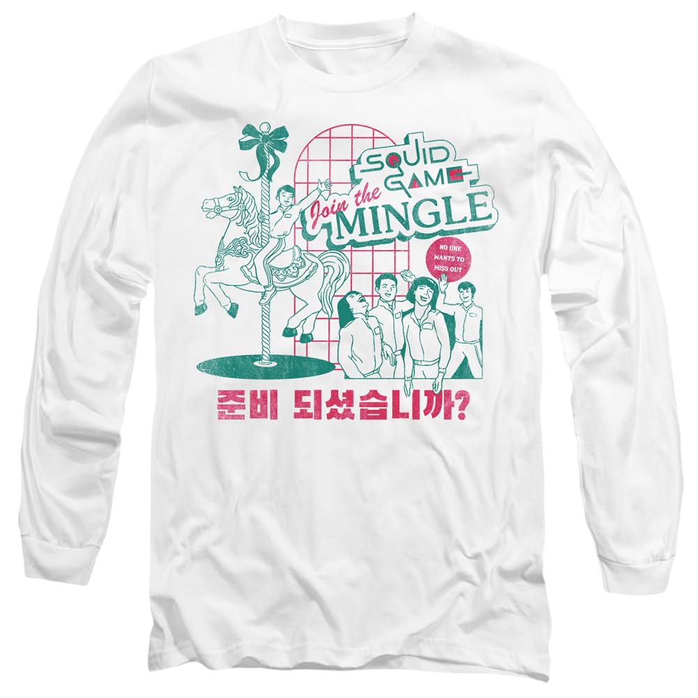 Squid Game Men's Merry Go Round Long Sleeve T-Shirt Whi - White - XXL