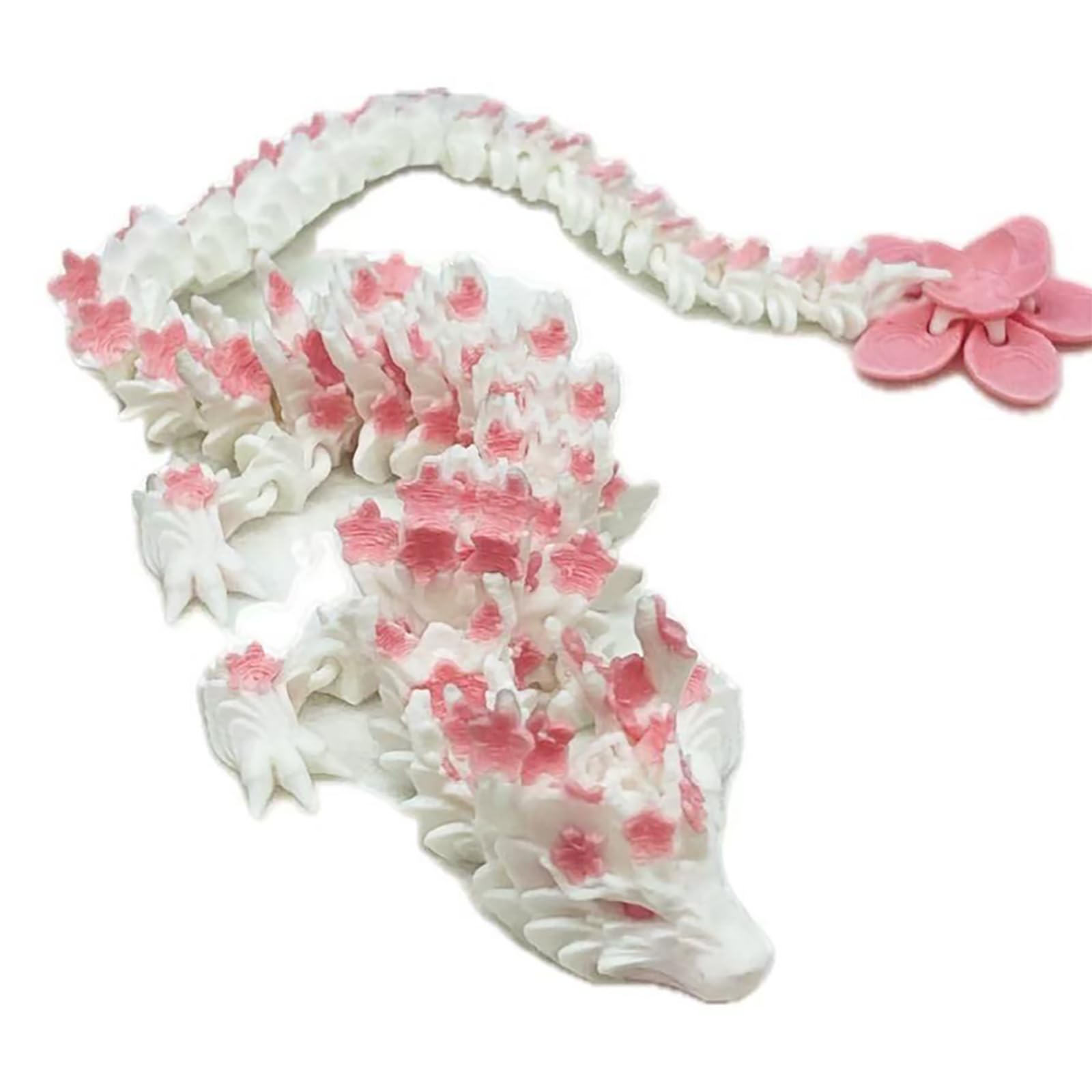 Aiyoushang 3D Printed Dragons，12-inch 3D Printed Cherry Blossom Dragon, Chinese Dragon Plush，Pink Dragon