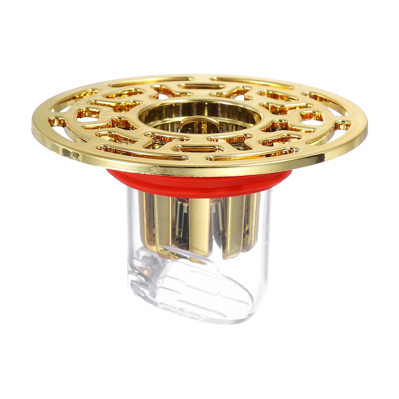 uxcell Odor Proof Floor Drain, ABS Floor Drain Cover Shower Plug Drain Backflow Preventer Suitable for 1.3-1.7" Caliber Pipes Tubes Bathroom Kitchen, Gold/Transparent