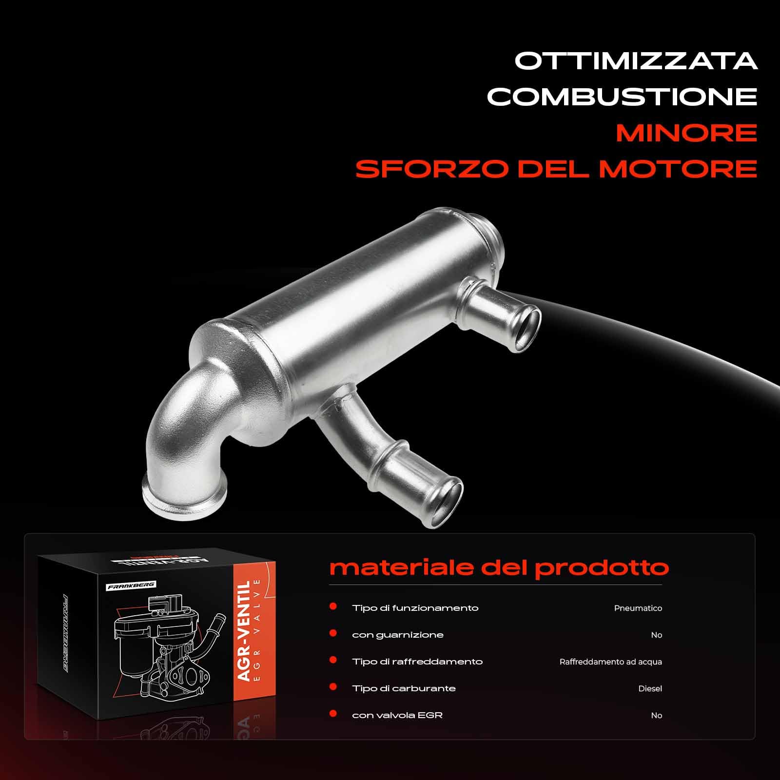 Frankberg Valvola EGR per il ricircolo dei gas di scarico modelli dal 2006 | Compatibile con: VF7 saltellante, S40 II 544, Berlingo/Berlingo Primo monovolume GFK GJK MF, V50 545, Focus II Box/Estate
