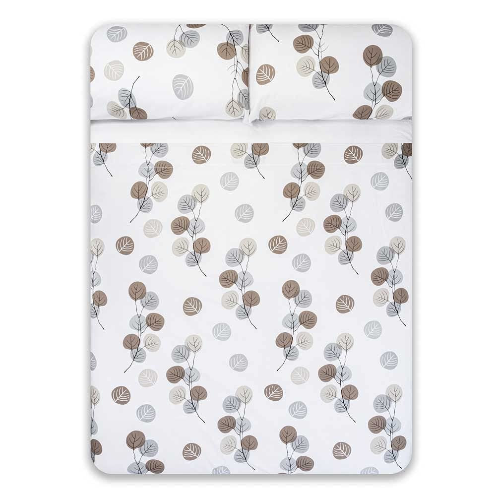 COTTON ARTean Juego de sábanas 90x190 / 200 Algodón Orgánico HONDARRIBIA gris 3 piezas: Encimera, 1 Funda de Almohada, Bajera Ajustable Gots.
