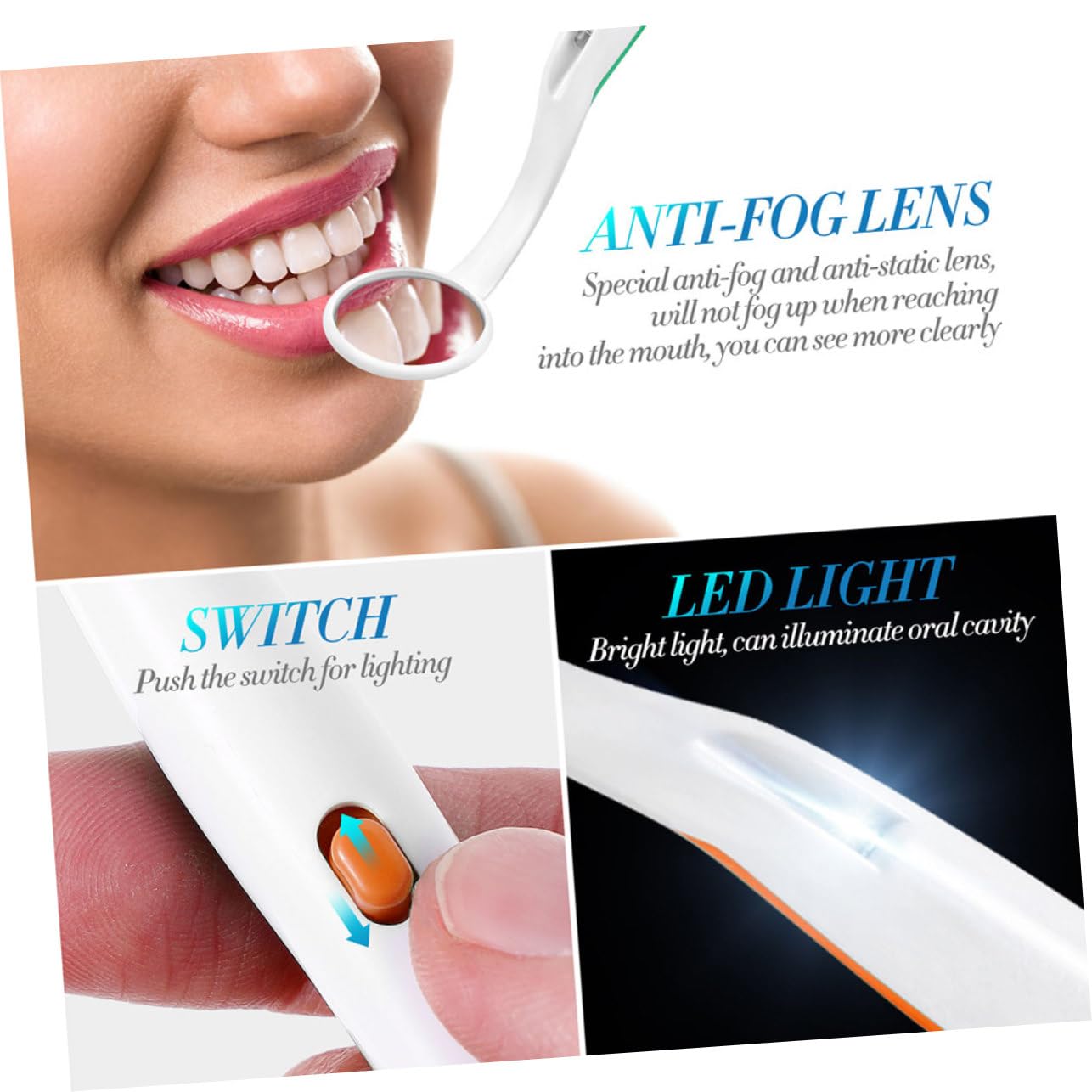 4Pcs LED Oral Care Tool with Light for Personal Use and Compact Design for Teeth Examination Colors