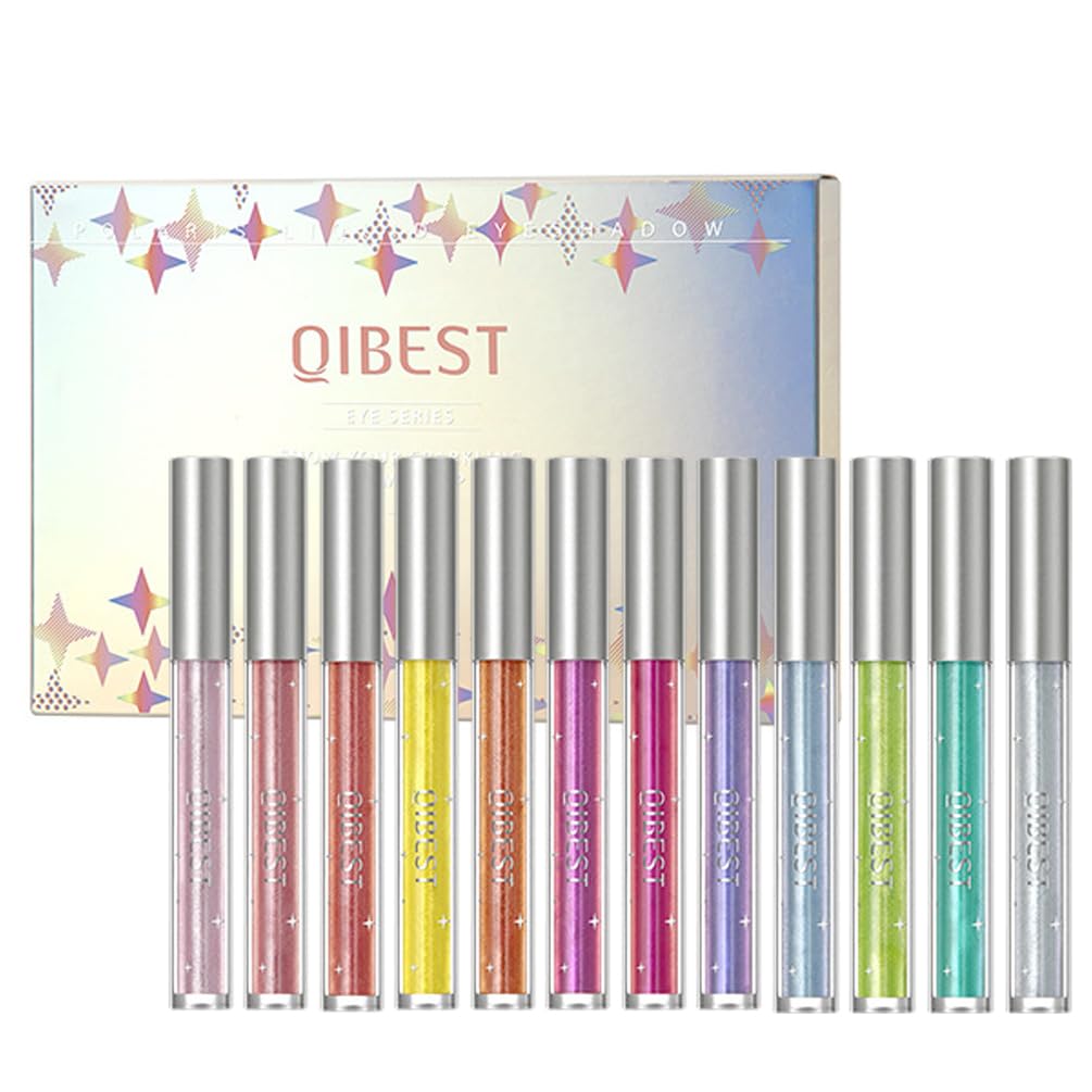 Sombra de ojos con purpurina líquida de 12 colores, JasCherry kits de maquillaje de ojos ahumadas a prueba de agua metálica, resistente al agua de larga duración, regalo de brillante para mujeres
