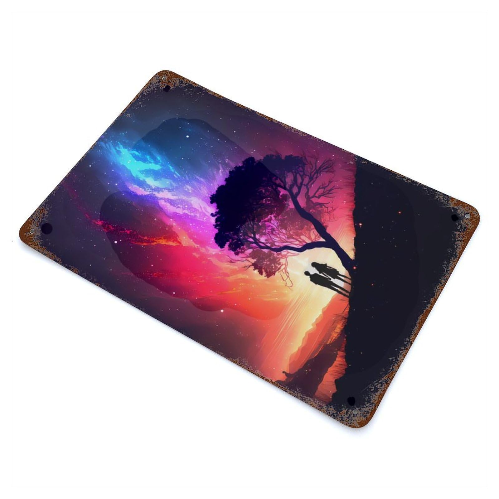Celestial Nebula Discovery Aged Metal Wall Plaque 11.8"x7.9", Old School Wall Decor for Garage, Bar And Workshop Decor