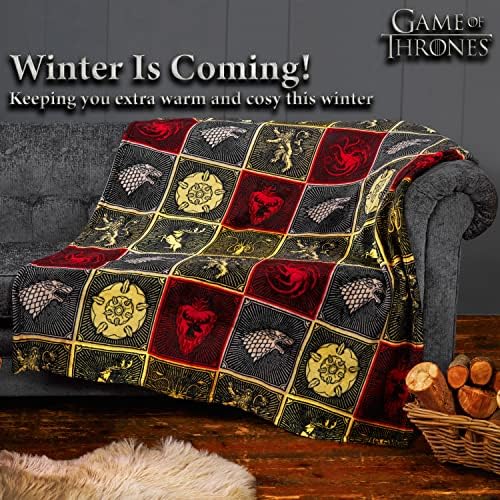 Game of Thrones Gifts Merchandise GOT Blanket Super Soft Bed Throw Stark Lannister Targaryen Greyjoy Baratheon Tyrell Great House Symbols Westeros