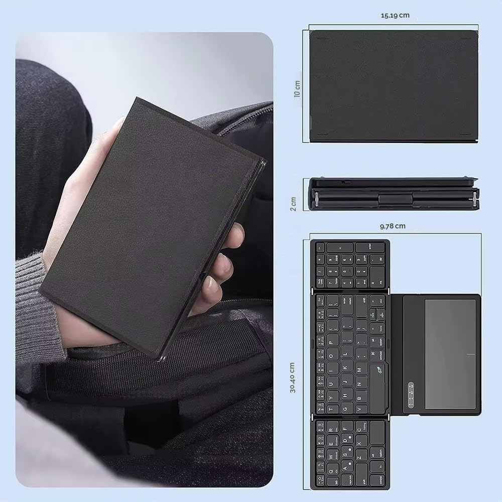 Generico Tastiera senza fili trifold di Bt con il touchpad della compressa del telefono del computer tastiera universale esterna tastiera dell'ufficio tastiera pieghevole