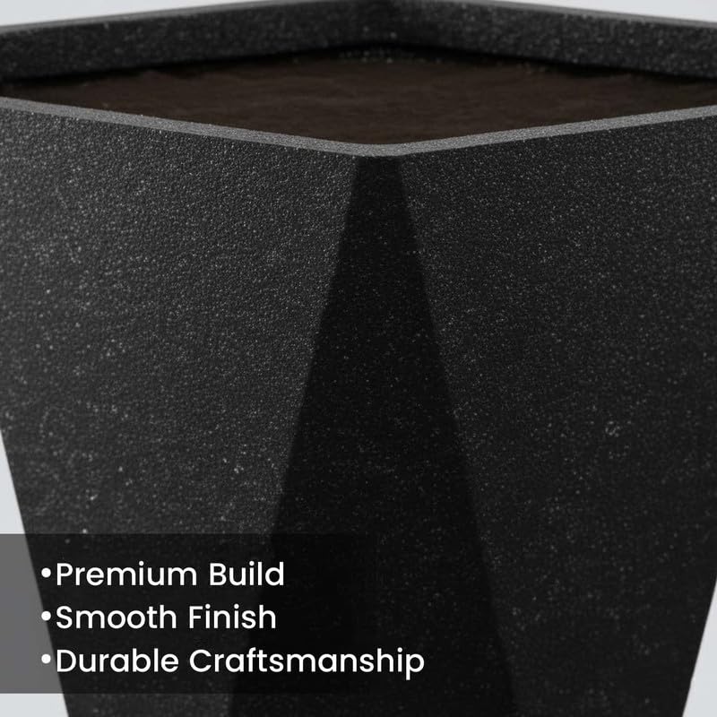Image of Amazon Brand - Umi Diamond 18 Inch Pots for Planter & Flowers Big Size Gamla - Lightweight, Durable Outdoor & Indoor Planters, Perfect for Balcony & Terrace Gardens (Black)