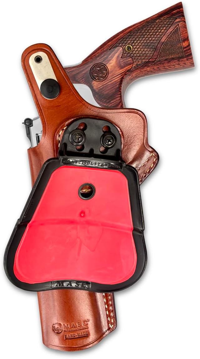 Masc Premium Leather OWB Paddle Holster with Thumb Break Fits, N-Frame 44 Model 629/29 Classic 5-inch, Right Hand Draw, Brown Color #1261#