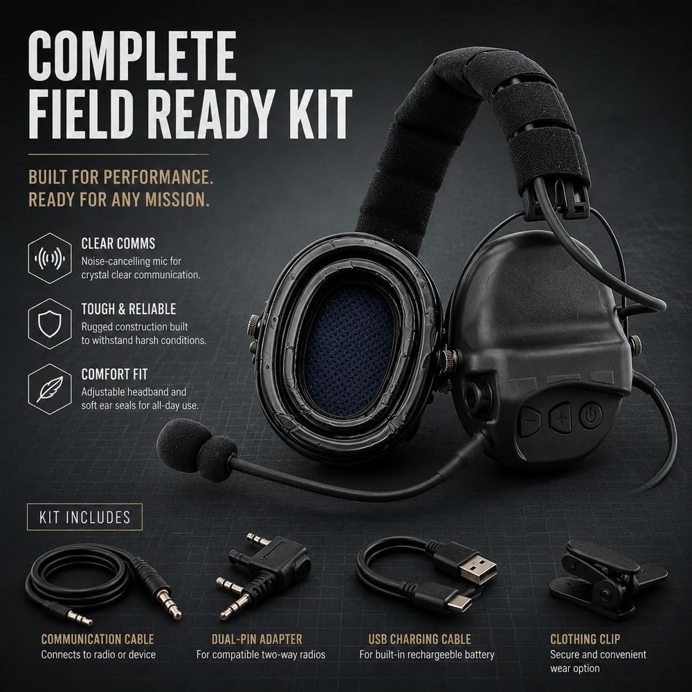Auriculares Tácticos CS Señal Digital Reducción De Ruido Captación Sonido Comunicación Montados En La Cabeza For Actividades Juegos Al Aire Libre(DE)