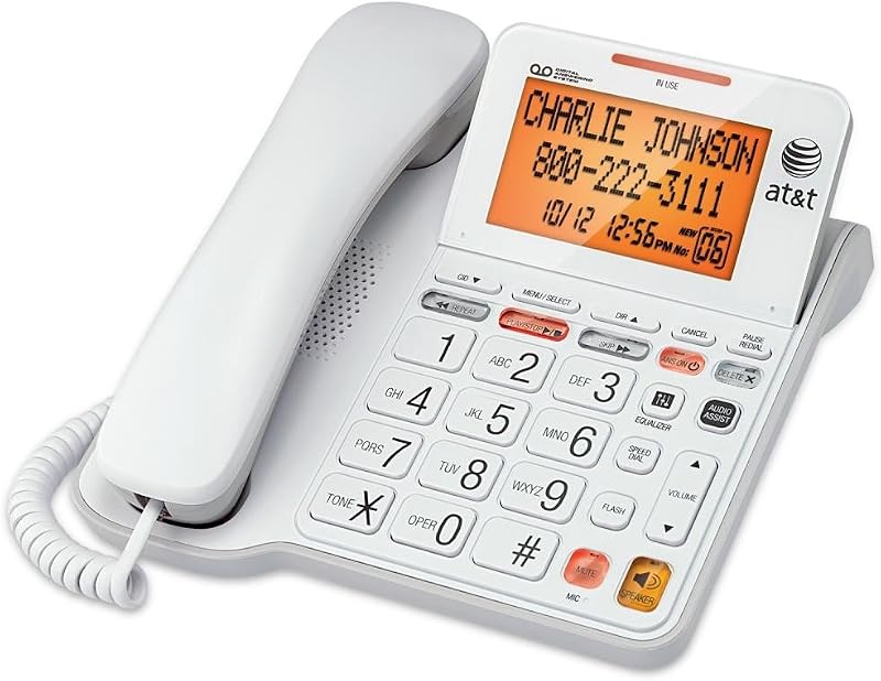 AT&T Digital White Big Button Telephone Built In Answering Machine 1 Number of Handsets