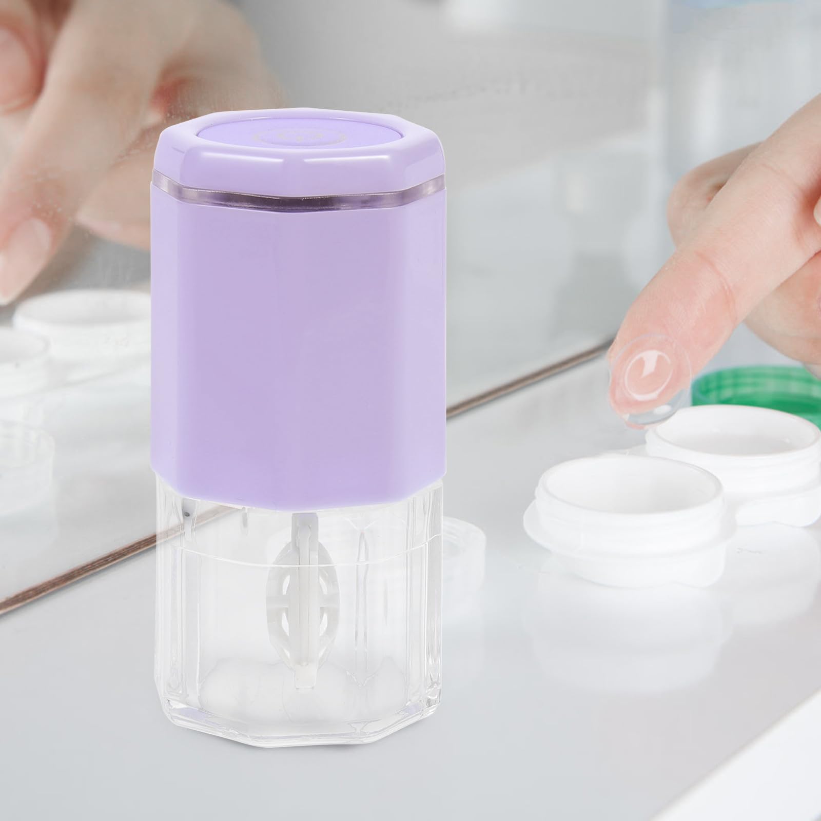 Pulitore per Lenti Elettrico Rotante Ricarica USB in Abs, Macchina Portatile la Pulizia delle Lenti per Casa e Viaggio