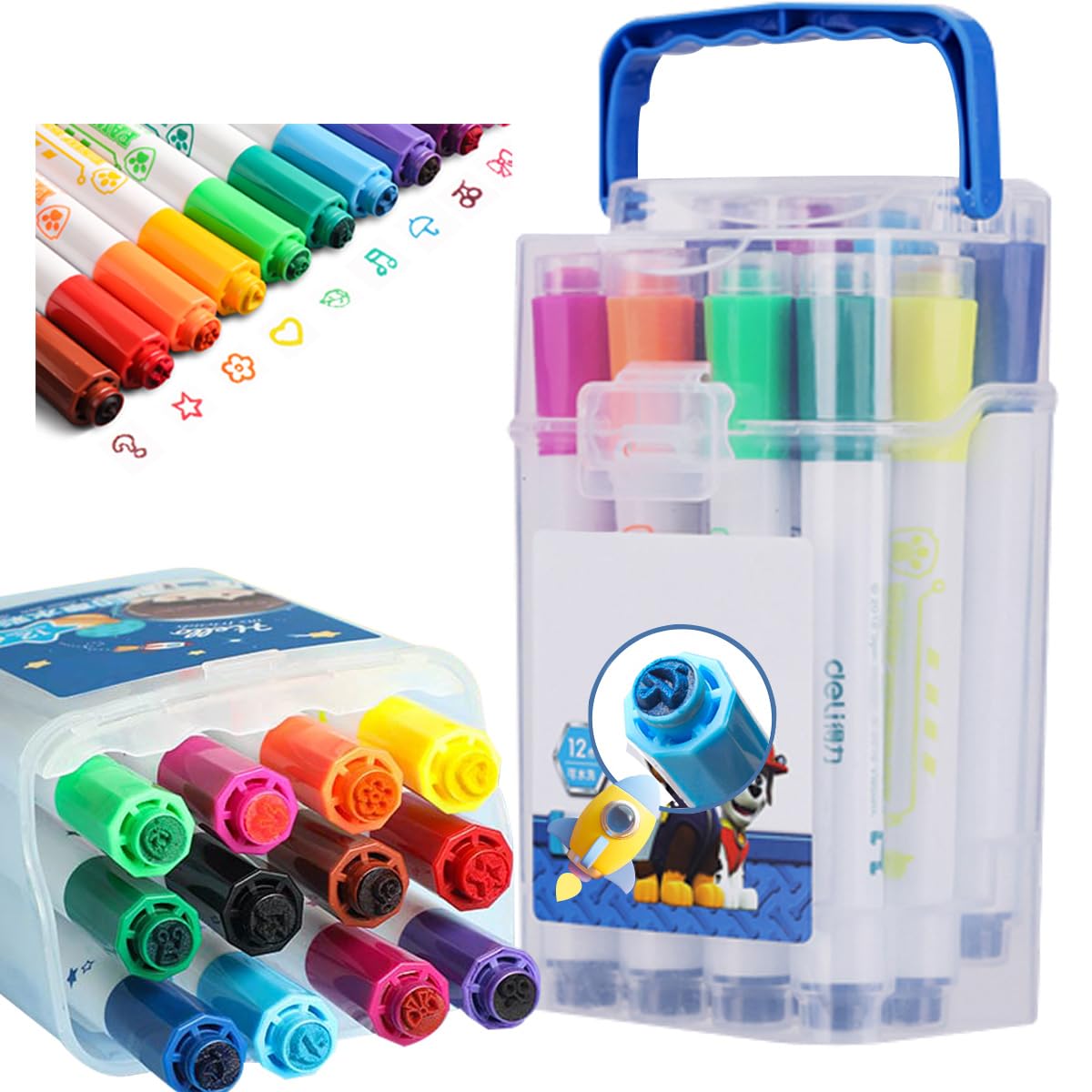 Amazon.co.jp: 水性ペン 12色 アートマーカー 子供用の太い丸ポール